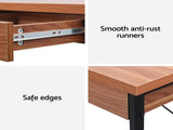 Artiss Computer Desk Drawer Storage Walnut 100CM MET-DESK-118-WN