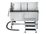 Stainless Steel Dog Washing Station, 127 cm Pet Grooming Tub w/ Stairs, PE Water Filter Board, V952-BXGCWYG50CSLNZPKYV0