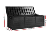 Gardeon Outdoor Storage Box 290L Lockable Organiser Garden Deck Shed All Black OSB-290L-ABK