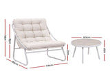 Gardeon 3PC Outdoor Bistro Set Patio Furniture Table and Chairs Steel Dining Chair Khaki ODF-BISTRO-CSL-KH