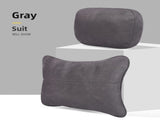 Grey Luxury Eco-Friendly Suede Car Headrest and Lumbar Cushion Set - Ergonomic Support, All-Season V888-ELOSUNG17206