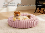 Calming Donut Pet Bed - Faux Rabbit Fur Soft Warm Round Cat Dog Bed - Plush Cozy Cuddler for Small V1258-DROP002-PETBED-01-PNK-XL