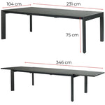 Iberia 230-345cm Aluminium Outdoor Extensible Dining Table Charcoal V315-VOUT-ICA-01