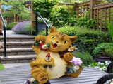 Cat and Dwarf Statue Sitting Cat Decor Figurine Resin Animal Ornament for Home Courtyard Landscape V1294-YM0901-3111240166911