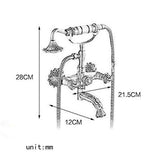 Bathtub Faucet with Handheld Shower Antique Brass Wall-Mounted Multifunctional Mixer Tap, Hot & V1107-113-05005-BRO-B