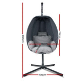 Gardeon Outdoor Egg Swing Chair Patio Furniture Pod Stand Canopy Foldable Grey HM-EGG-FOLD-S-GREY