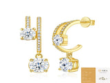 Elegant C-Shaped Drop Earrings Round Moissanite and Micro-Pave Setting, Crafted in 925 Silver V1341-ZY-RJHC842H-MOISSANITE-PREMIUMS925