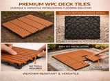 10PCS Interlocking Patio Deck Tiles 30cm x 30cm Outdoor Wood Flooring for Patio Garden Balcony V324-DTWPC-30-ORA-10P