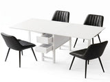 Artiss Dining Table and Chairs Set 5pcs Foldable Kitchen Furniture with 2 Drawers Black and White DSET-CHANGE-DIN-2602-BKX4