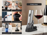Electric Wine Opener Set 2-in-1 Rechargeable Automatic Corkscrew with Vacuum Seal Base Aerator Foil V888-ELOSUNG43059
