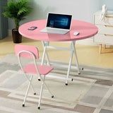 SOGA 2X Pink Dining Table Portable Round Surface Space Saving Folding Desk Home Decor TABLERD726X2