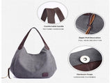 Women's Multi-pocket Shoulder Fashion Canvas Handbag, Women Shoulder Tote Vintage Top-Handle V1192-AZ-W-3066