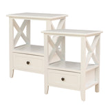 2-tier Bedside Table with Storage Drawer 2 PC Rustic White V264-TAB-710C-WHE-2PC-1