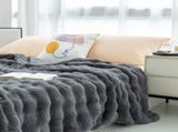 Dark Grey 130*160cm Plush Toscana Rabbit Hair Throw Blanket - Soft Flannel Fleece for All Seasons, V888-ELOSUNG18056