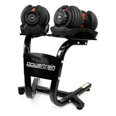 2x 24kg Powertrain Adjustable Dumbbells with Stand DMB-BF1-024-2S