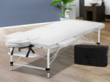 Zenses Massage Table 75cm Portable 2 Fold Aluminium Beauty Bed White MT-ALUM-2FOLD-WH-75