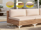 Gardeon 6 Seater Outdoor Sofa Set 7PCS Table Chair Set Garden Rattan Patio Furniture ODF-SOFA-7PCS-RATTAN-BE-ABC