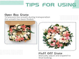 24 Inch Spring Everyday Pink Flower Wreath Front Door, Soft Touch Pink Roses Peony Orchid Wreath V1258-DP02-C-2649