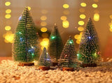 7PCS Christmas Decorations Mini Sisal Christmas Trees Pine Trees Ornaments with Lamp and Wooden Base V1294-YM0523-10322468