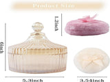 3 Pcs Large Body Powder Puff and Container, 5.3" Glass Crystal Body Container with 3.5" Soft V1188-CYX-J02-1902