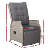 Gardeon 2PC Recliner Chairs Sun lounge Wicker Lounger Outdoor Furniture Adjustable Grey ODF-RCL-RW-FT-GEX2