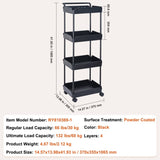 VEVOR 4-Tier Kitchen Rolling Cart Basket Utility Cart on Wheel with Handle Black V952-DGNTCHS4CLKSH4R74V0