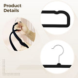 Black Velvet Hangers 20 Pack, Slim Space-Saving Design, Non-Slip Flocked Surface with Rotating Metal V1369-AZ3-W-08575