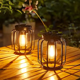Outdoor Solar Retro Metal Hanging Lantern 2-Pack, Warm Filament, IP44 Waterproof, Garden Patio Decor V1232-TYHYD-001