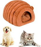 Orange Brown Cat Cave Bed - Cozy Pet House for Cats - Soft Comfortable Kitten Bed V1258-DP02-BOL-495
