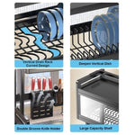 85cm Double Tier Enclosed Dish Drying Rack Holder Drain caddy Kitchen Drainer Storage Over Sink V255-85CM-DT-ENC