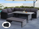 Gardeon Outdoor Dining Set Sofa Lounge Setting Chairs Table Bench Black Cover ODF-SDBOSS-1BENCH-BK-COVER