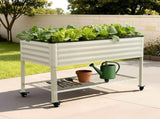 Green Fingers Mobile Raised Garden Bed With Wheels Storage Shelf 81cm Height for Vegetables Herb GB-AG-PLAT-WLS-WH