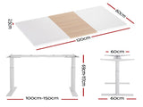 Artiss Standing Desk Motorised Electric Dual Motor Splice White Pine 120CM HASD-B-M10-WHDF-NWDB-120