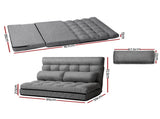 Artiss Floor Lounge Sofa Bed 2-seater Grey Fabric FLOOR-SBL-170LIN-GY