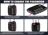 Luggage Locks, 4 Pack TSA Approved Suitcase Lock 4-Digit Re-settable Combination V1192-AZ-W-2507