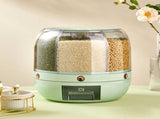 Grains Storage Box Rotatable Transparent Large Capacity Divided Bath Rice Tank Box for Kitchen V1294-YM0716-3118220158311