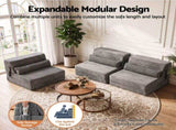 Artiss 3-in-1 Folding Sofa Bed Armless Lounger Chair with Side Pocket and Pillow SB-B-CDF-FOLD-GY