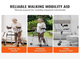 2 in 1 Folding Walker & Removable Armrests, Height Adjustable Foldable Walker with 5" Solid Wheels, V952-ZLZXCL200000G7LL4V0