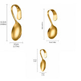 Stainless Steel Curved Handle Serving Spoon for Buffet Seafood Sushi Distribution Gold Metal V1192-AZ-W-24121