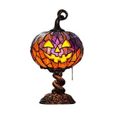Stained Glass Halloween Pumpkin Table Lamp - Jack-O-Lantern Light - Vintage Halloween Lamp, V1192-AZ-W-26461