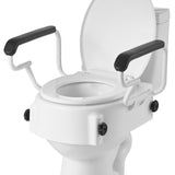 Raised Toilet Seat with Arms, 136.1 kg Load Capacity, 3-Level Adjustable Height, Widened Commode V952-FSSFSJGMTZDDNO6QU001V0