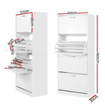 Artiss Shoe Rack Cabinet 60 Pairs 4 Doors - White FURNI-L-SHOE-4D3R-WH-AB