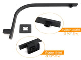 WELS Matt Black 10" Square Thin Rain Shower Head Brass Gooseneck Wall Arm Set V1233-A602BKSS110B