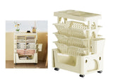 Rolling Mobile Bookshelf with Wheels 5 Tiers Large Capacity Strong Load Bearing Capacity Utility V1294-YM0710-3117230263113