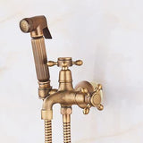 Antique Brass Faucet for Garden Hose, Fence, Bathroom & Outdoor Use Durable and Stylish Faucet V1107-113-16567-BRO-DUALOUTLETFAUCET
