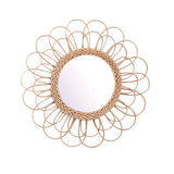 40cm Hanging Mirror Rattan Sunflower Circular Wall Mirror Decor Boho Wicker Dressing Makeup Mirrors V1294-YM0717-10123628