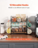 VEVOR 2 Tier Coffee Bar Organizer for Countertop w/ 12 Movable Hooks Mug Holder V952-LYSMKBGJBGSLN4HGLV0