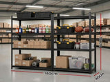 Giantz Garage Shelving 1.8X1.8m Warehouse Rack Storage Shelves Workshop Racks Steel WR-F-09040R-180BKX2