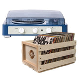 Gadhouse Brad MKII Record Player - Navy Bundled Record Storage Crate V398-GAD0104-BSC