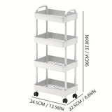 Four-Tier Rolling Cosmetics Storage Rack - Made of durable plastic, equipped with 360-degree swivel V1102-DCSNJ006